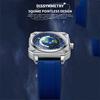 Earth Watch for Men Rotating Earth Dial New Concept Creative Blue Planet Non Mechanical Pointer Silicone Tape Men Watch