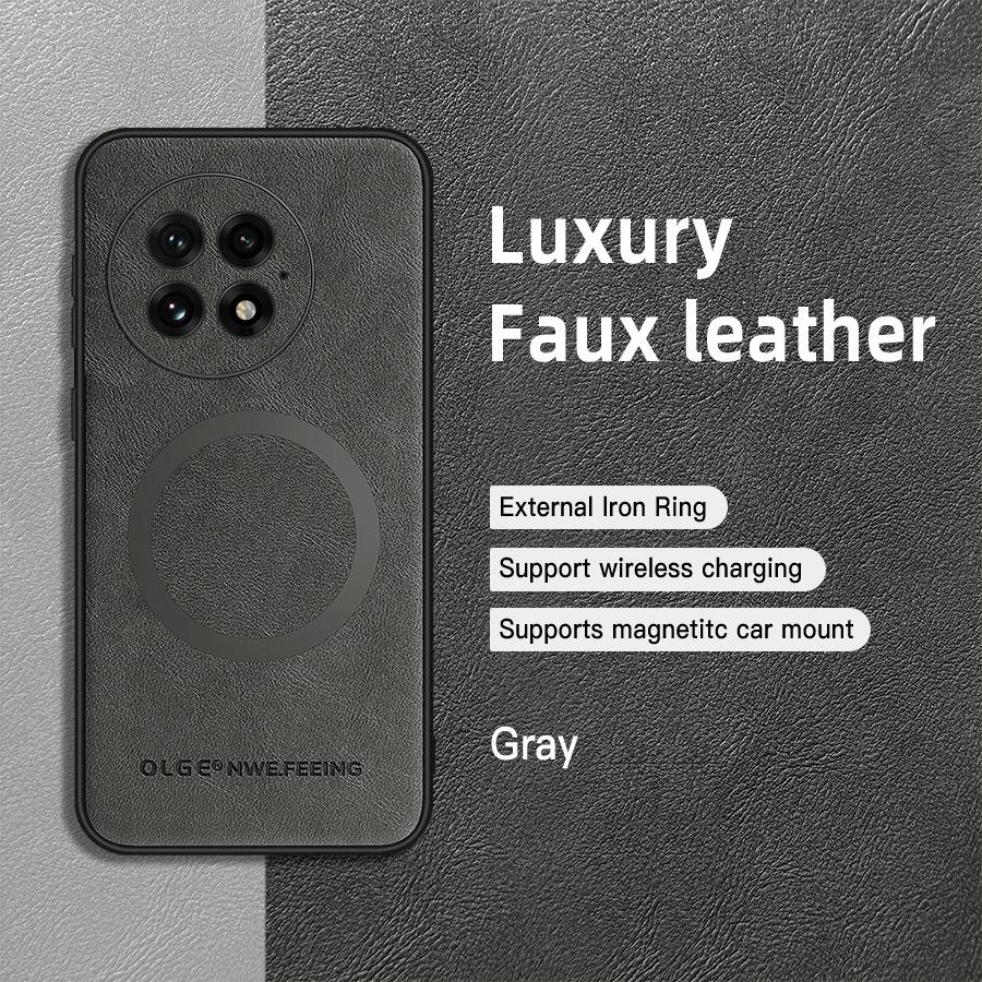 Leather Magnetic Case For One Plus 13 12 11 For Magsafe Wireless Charge Covers Shockproof Protective Sleeve Mobile Phone Cases