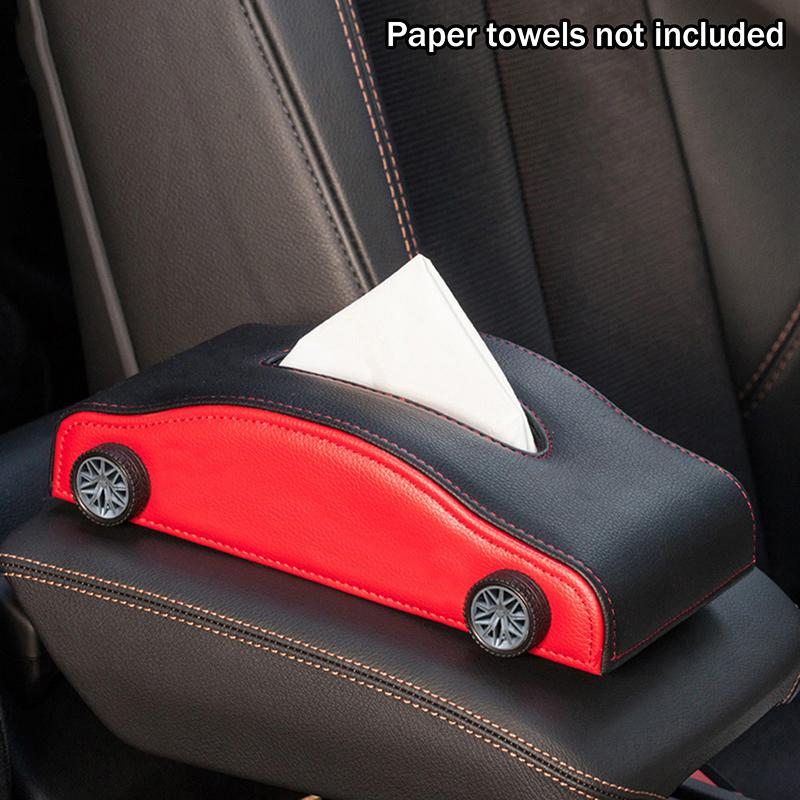 Kreative Autoform Taschentuchbox Simulierte Reifen Hitzebeständiger Taschentuchspender Dekorativer Tragbarer Autoleder Taschentuchorganizer