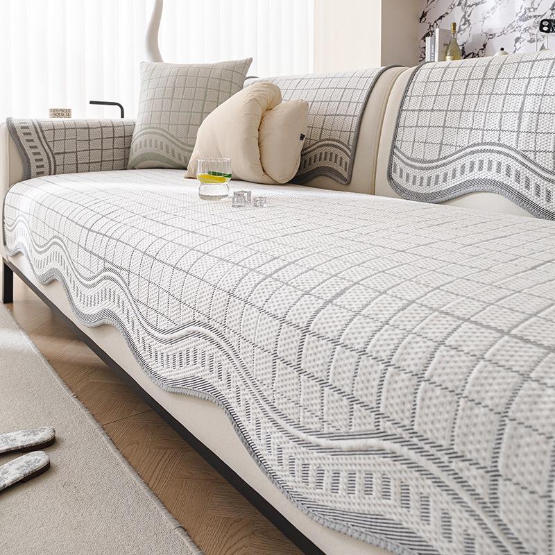 Special-Shaped Cold Bean Ice Silk Sofa Cushion New Summer Fixed Non-Slip Seat Cushion Straight Discharge Cool Sofa Cover