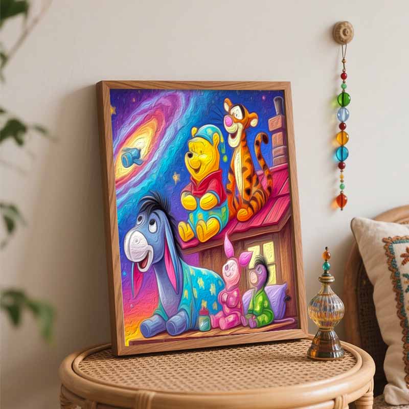 Disney Winnie The Pooh Galaxy Oil Paint Art Painting Kit Home Wall Decor Handmade Gift for Room Decor Art Lovers Supplies Aesthetic