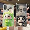 Phone Case For Motorola Moto E30/E40 Soft Silicone TPU Clear Viral Cute Painted Cartoon Cat Panda Casing Shockproof Cover