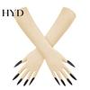 Creepy Long Nail Gloves 1 Pair Halloween Ghost Claw Gloves, Fingernail Witch Costume Durable Party Handwear Accessory, Dark Performance Prop