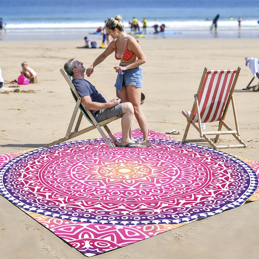 Printed Pattern Mandala Quick-Drying Water-Resistant And Moisture-Proof Beach Mat For Outdoor Picnics And Camping Blanket Carpet