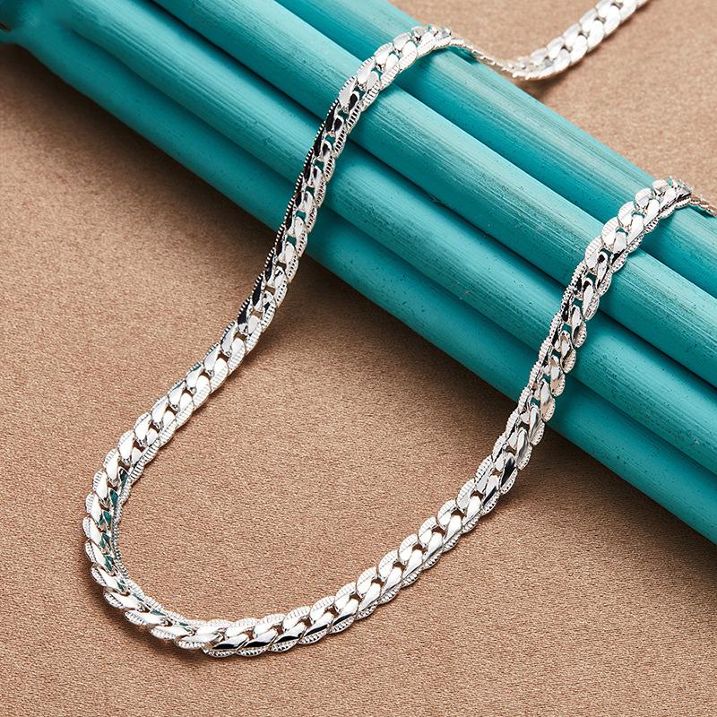 

Женский браслет из серебра 925 пробы, ожерелье, 6 мм, браслеты с боковой цепочкой, женское ожерелье, серебряные украшения, лучший подарок на день рождения 45cm серебряный