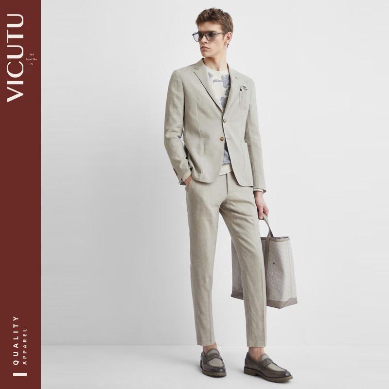 

VICUTU Men s Slim Fit Linen Blend Business Casual Blazer 170/92B