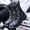 Fashion High Quality Men's Boots Fashion Punk Rock Style Motorcycle Boots Luxury Mid-Calf Leather Boot Mens Knight Boots Botas Masculino