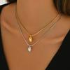 Geometric Luxury Women's Necklace with Niche Circular Water Droplet Design Simple and Long Collarbone Chain Accessory for Women