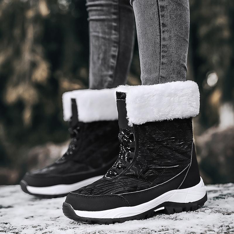 Stivali da donna Scarpe invernali impermeabili Stivali da neve Piattaforma Mantieni caldi stivali neri alla caviglia
