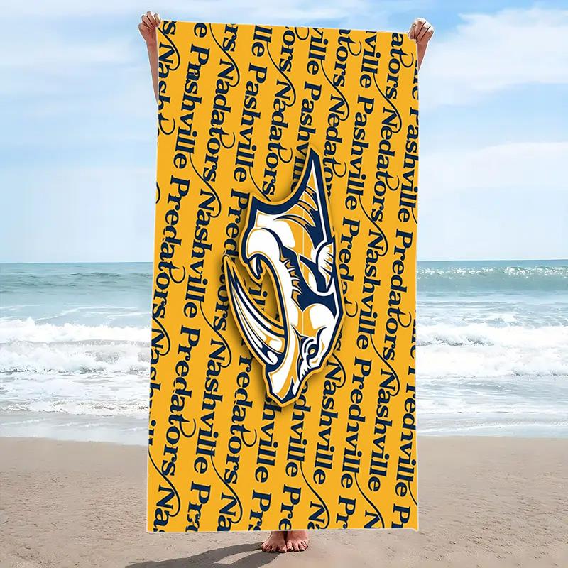 Nashville Predators Logo Print Beach Towel, Large Soft Quick Dry Towel for Beach Camping Swimming