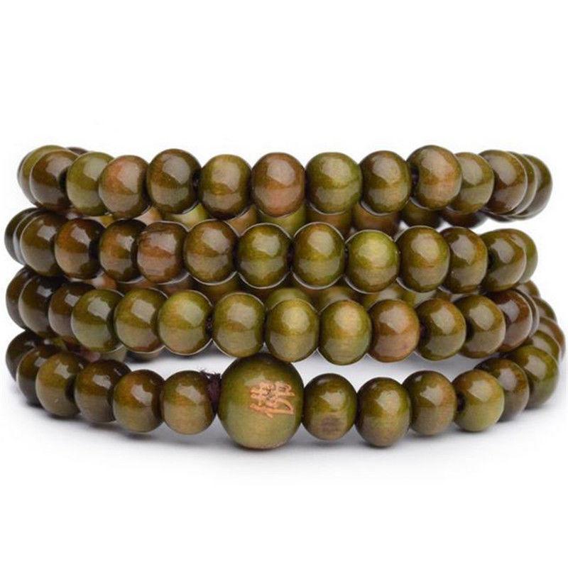 6mm Natural Sandalwood Buddhist Beads Bracelets 108 Beads Buddha Meditation Prayer Wood Beaded Bracelet layer Bangles Men Women