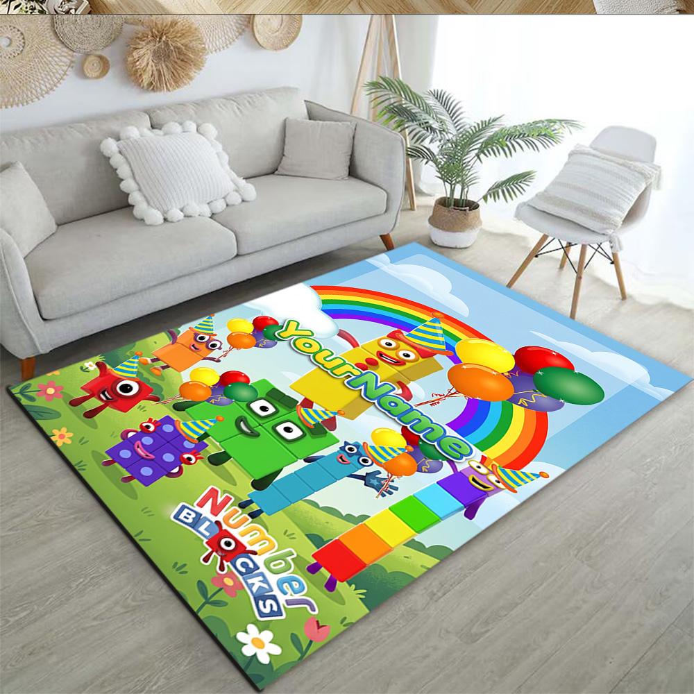 Tappeto Design Personalizzabile con Testo Numberblocks per Stanza del Dormitorio, Sale Giochi, Soggiorni, Balcone, Tappeto Antiscivolo, Ufficio, Arredamento Casa