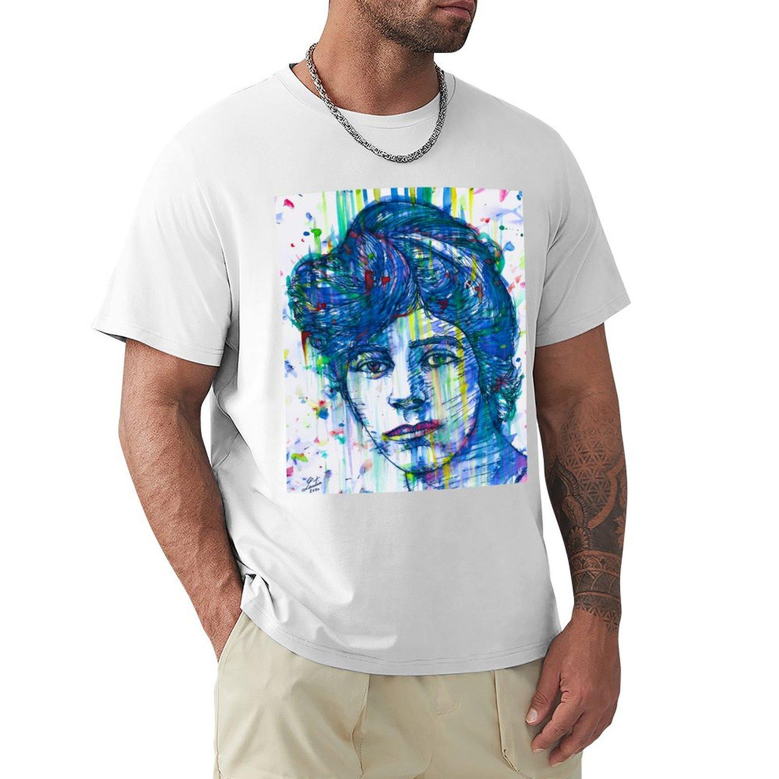 Alice Paul Watercolor And Ink Portrait Tshirt Work Utility Casual Tee Shirt S