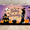 Background Banner - Witch Baby's Halloween-themed Pattern Background Fabric Party Decoration Banner Birthdayzyc