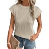 Crew Neck Short Sleeve for Women Summer Pleated Print Solid Short Sleeve Casual Fashion T-shirt Breathable Li… More