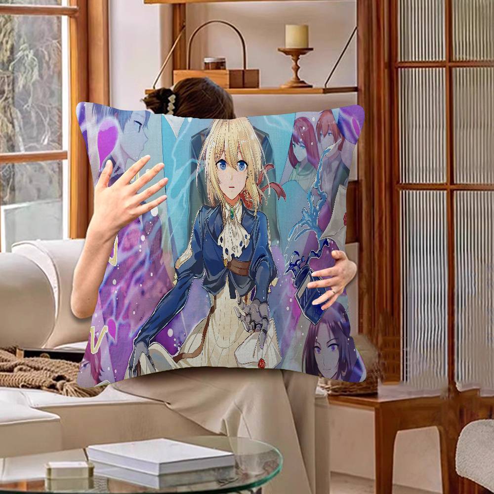 Anime Violet Evergarden Cushion Cover Inches Farmhouse Decor Home Throw Pillow Covers For Couch Decorations
