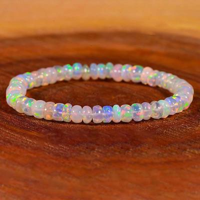 Opal Kristall Armband für Damen Dehnbar 8mm Natürliche Steinperlen Energie Schmuck Geburtstagsgeschenk Idee