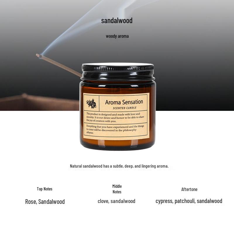 Amber Glass Aroma Candle - Smokeless Soy Wax with Essential Oil Fragrance, Handmade Creative Wedding Gift