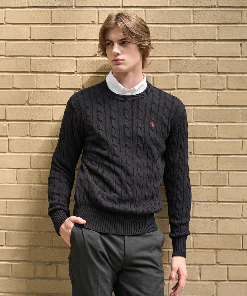 USPOLOASSN Cable Round Knit_Black