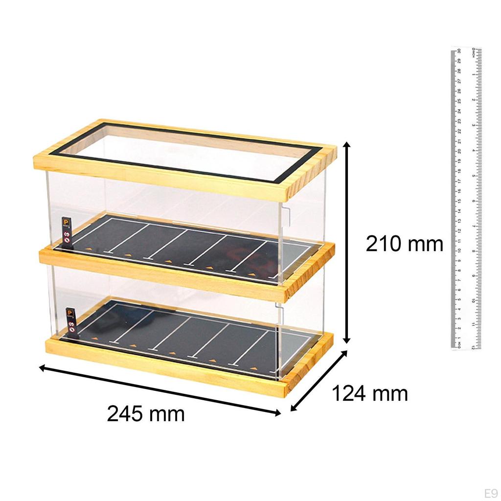 1/64 Diorama Parking Lot Scene Model Acrylic Display Case, Mini Car Garage Layout Landscape, Office