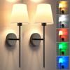 Wire-Free Bedroom Bedside Lamp Canvas Shade Gold Wireless Rechargeable Dimmable Wall Light Living Room Decorative