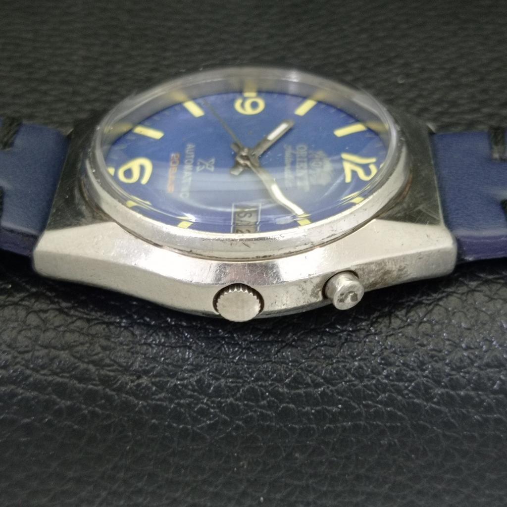 AUTOMATIC VINTAGE ORIENT 46941 JAPAN MENS BLUE COLOR DIAL WATCH a500745-5 R154-a500745