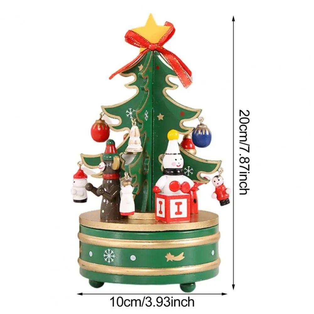 Christmas Carousel Rotating Wooden Music Box Wooden Children Gifts Musicbox  Festive Holiday Decor