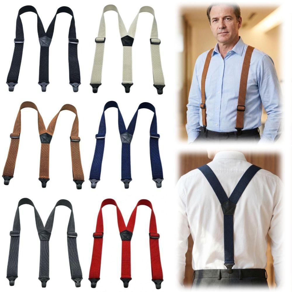 Heavy Duty Y-Type Suspenders 3.8cm Wide Adjustable Suspenders Simple Elastic Pants Braces Men Gift