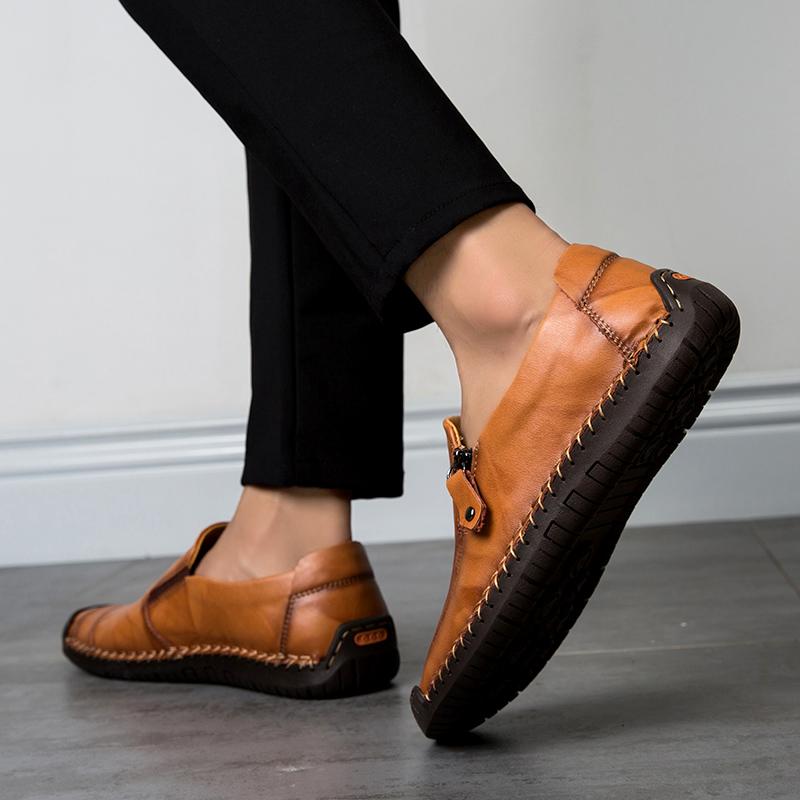 Handmade Retro Cow Leather Shoes Men Flats Fashion Casual Shoes Men Loafers Moccasins Men Shoes