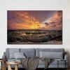 Famous City Night Landscape Poster Louvre Museum Rome Colosseum Jerusalem Sunset Wall Picture Print Home Decor Canvas Painting
