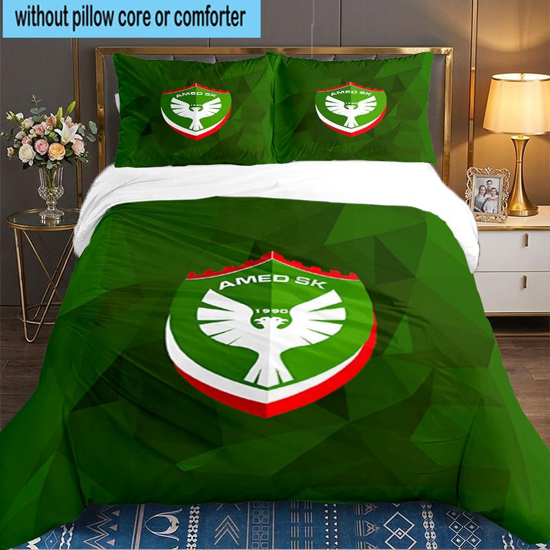 Amed Sk Crest Tasarım 3 Parça Nevresim Takımı, 1 Adet Yorgan Kılıfı ve 2 Adet Yastık Kılıfı İçin İdeal, Hayran Hediyesi İçin Mükemmel, Yatak Odası, Yurt İçin İdeal