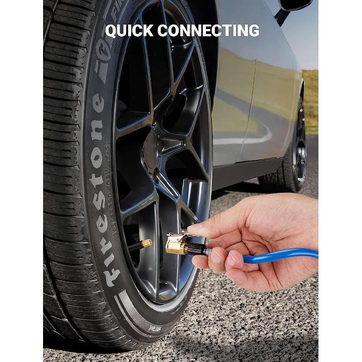 2 Pcs Brass Locking Tire Air Chuck, Tire Inflator Hose Adapter for Twist On Connection Convert to Lock On, No Air Leakage Air Compressor Pump Clip On