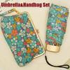 New Beautiful Mini Compact And Convenient Flat Handle Five-fold Umbrella Floral Sunny Umbrella Rainy Day With Storage Handbag