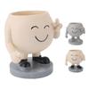 Flower Pot Cute Smile Standing Succulent Flowerpot Fadeless Resin Plant Pot for Garden Courtyard Caf
