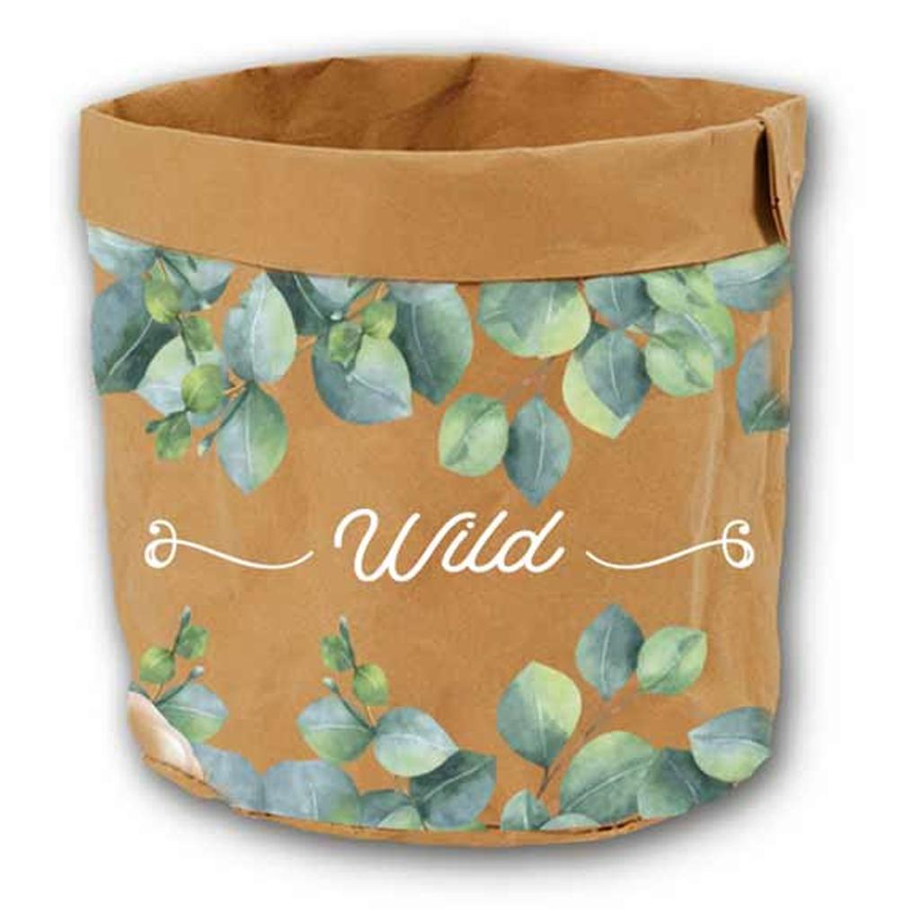 Les Trésors De Lily [R2240] - 'Wild' hnědozelený papírový květináč - 14x13 cm