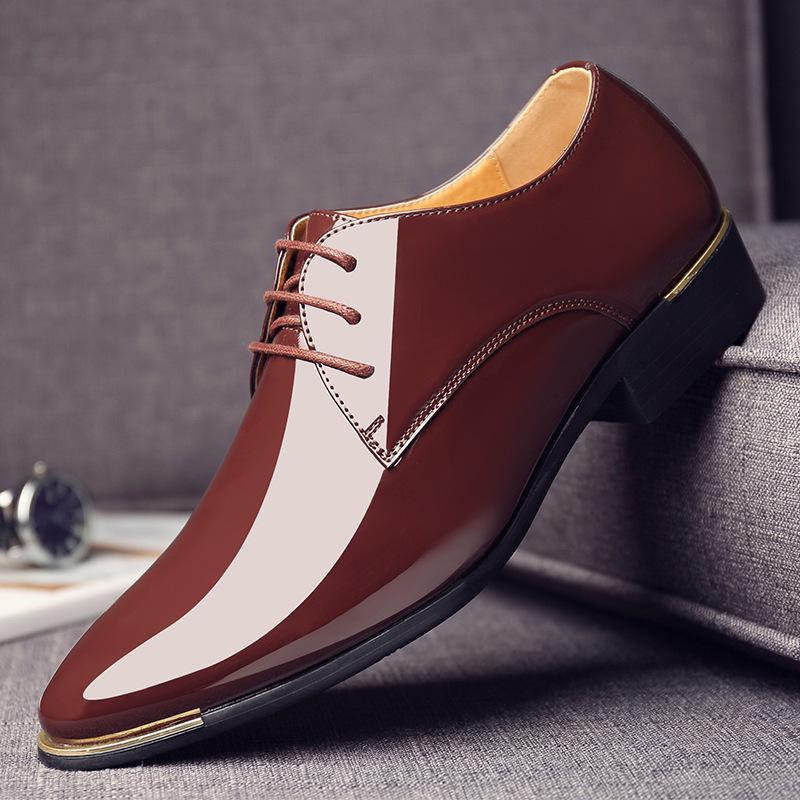 mens patent leather shoes men dress shoes lace up Pointed toe wedding Business party 5 colors big size  rtg5