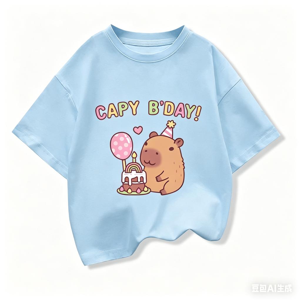 Capybara Kids Clothing Tees Summer Printed Cartoon Fashion Cotton Short Sleeve Tshirt Girls Casual Tops T Shirts Crewneck
