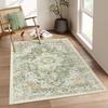 Washable Living Room Rug Soft Non-Slip Bedroom Rug,Vintage Oriental Low-Pile Throw Indoor Dining Room Carpet for Home Office