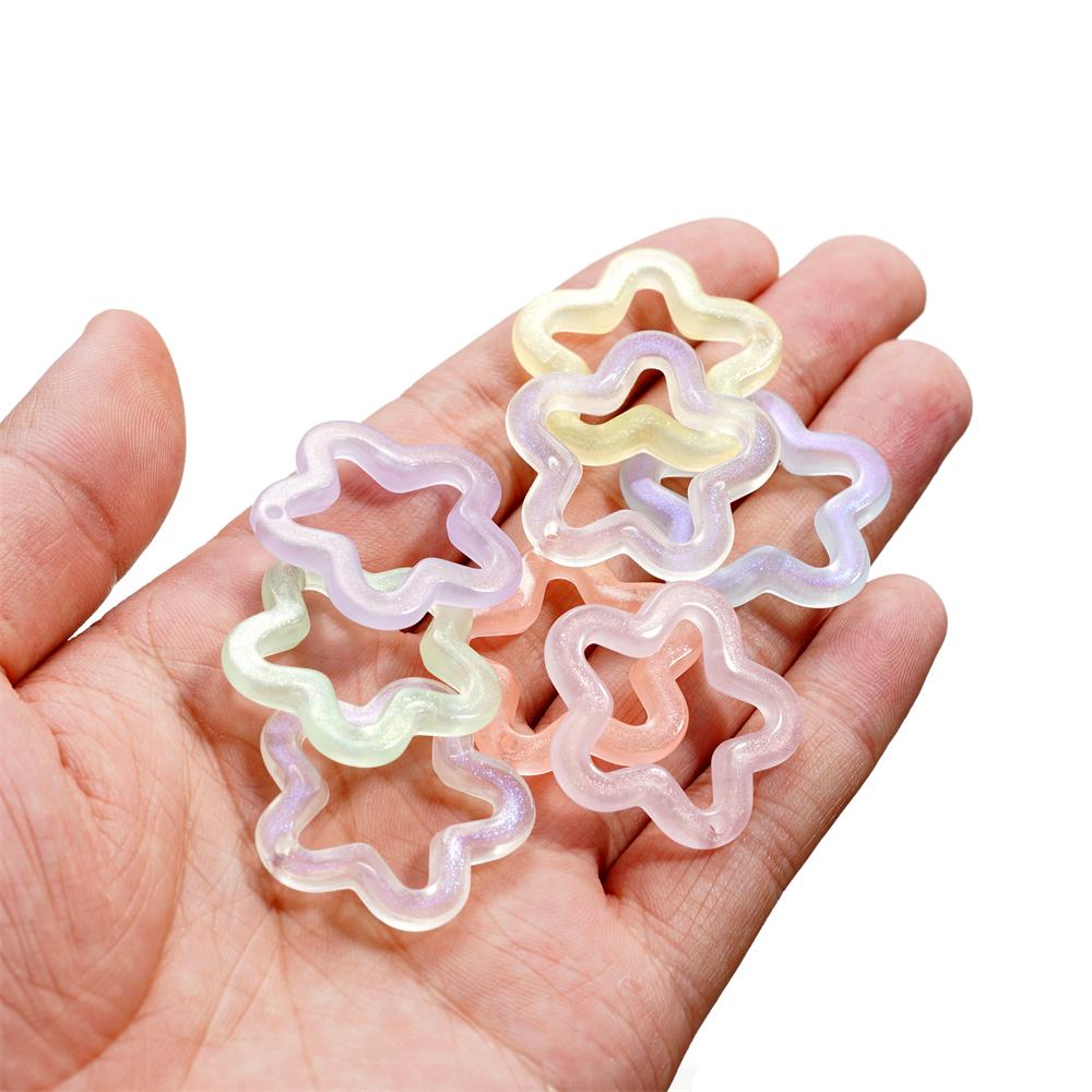 10Pcs/Lot Colorful Acrylic Five-Pointed Star Loose Pendent For DIY Necklace Bracelet Jewelry Making Accessories Supplies