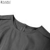 ZANZEA Women Summer Casual Round Neck Short Sleeve Dress