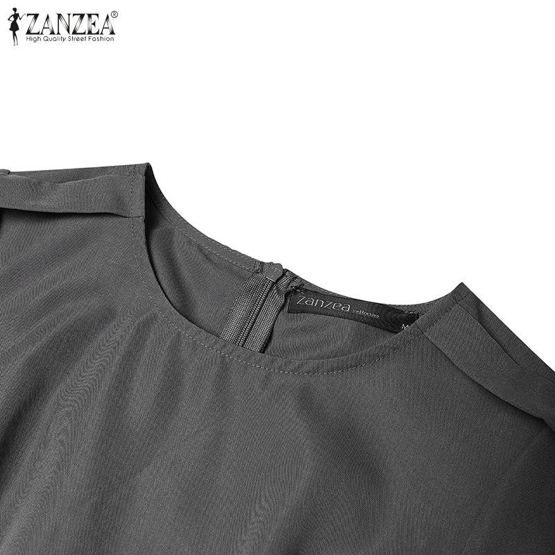 ZANZEA Women Summer Casual Round Neck Short Sleeve Dress
