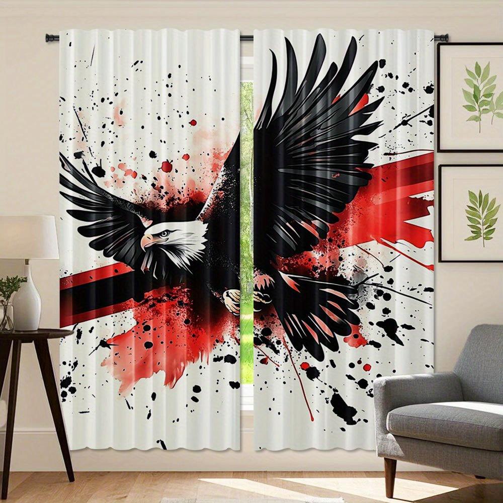2pcs   Elegant Falcon Pattern Curtains Polyester Light Filtering Rod Pocket Design for Living Room Bedroom Office Machine Washabl