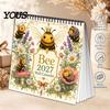 Office Schedule Planning Tool 2027 Bee Themed Desktop Calendar, Spiral Binding And Thickened Cute Illustration Stationery Paper Planner, Decorative