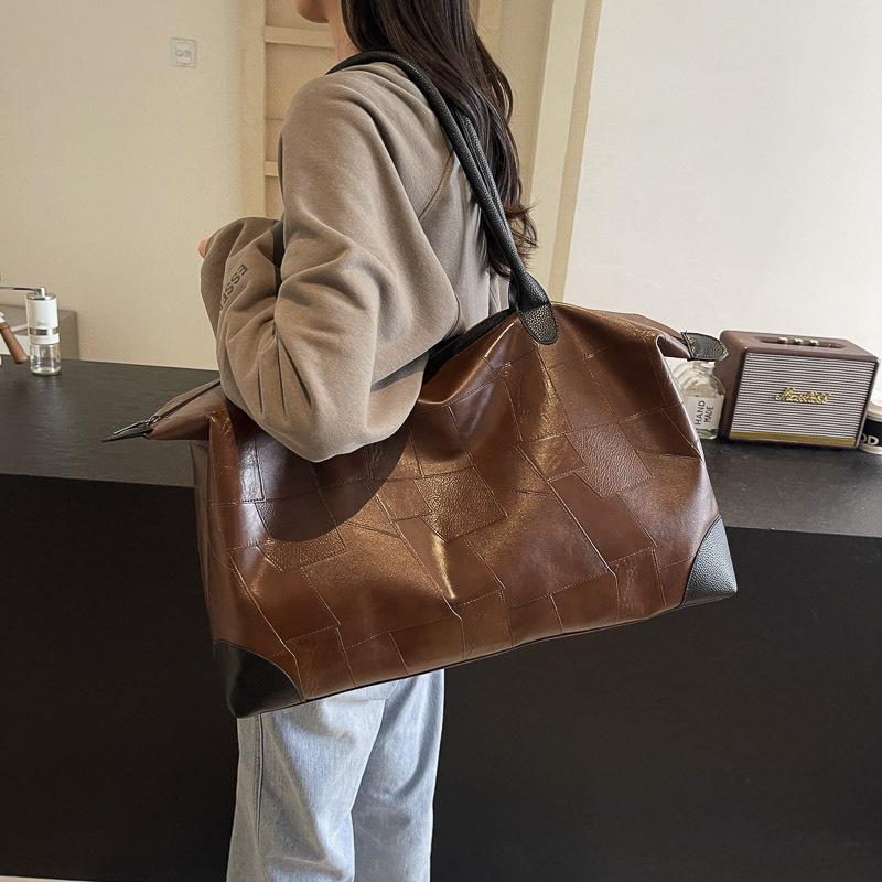 Women's Fitness Bag Splicing Hand Luggage Bag Sports Anti-splashing Fitness Bag Business Trip Travel Storage Bag