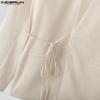 INCERUN Oversized Men Lapel Neck Long Sleeve Side Lace-up Casual Loose Thin Blazer Coats