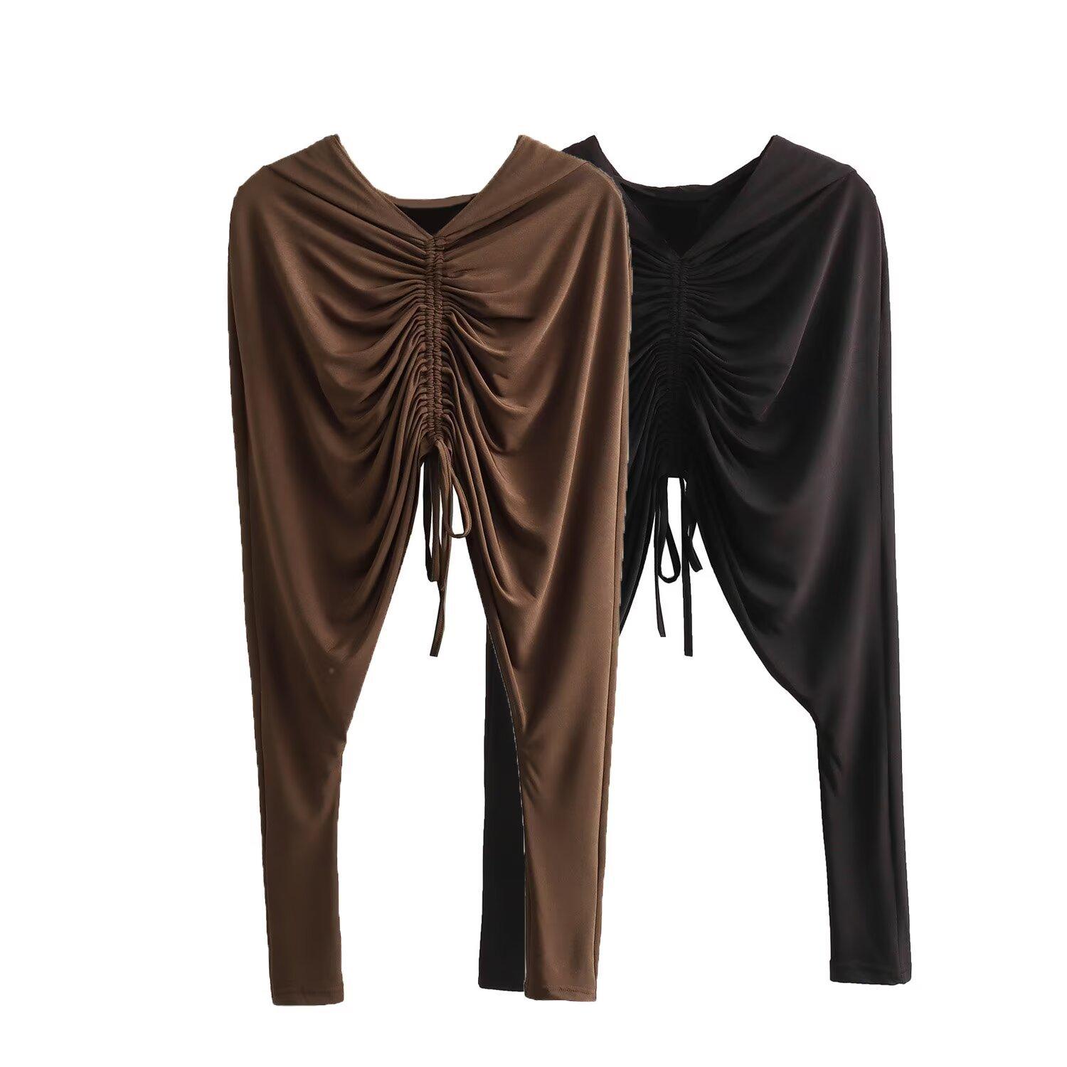 

2024 Women s Hooded Pleated Winter Streetwear Top Medium
