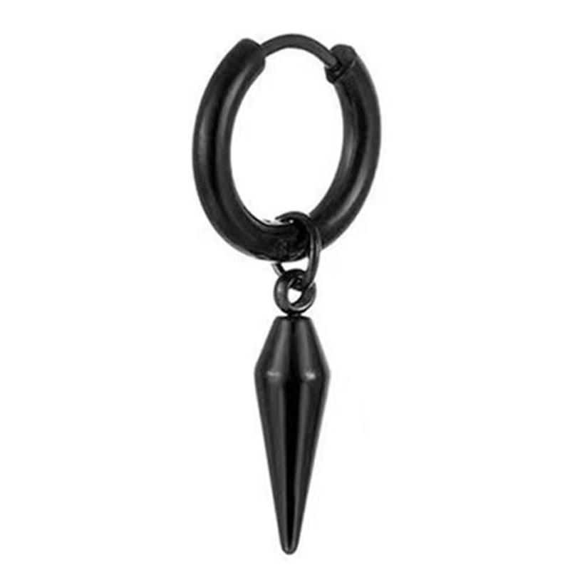 

Punk Taper Stainless Steel Hoop Earring With Geometric Spike Pierced Stud For Women Men Hip Hop Rock Style Ear Jewelry чорний