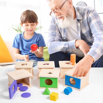 Dřevěný předmět Permanentní krabička Montessori hračky Dětská třídicí párovací krabička Míč Mince Senzorická hračka Dropsy Barva Tvar Vzdělávací hry Dítě