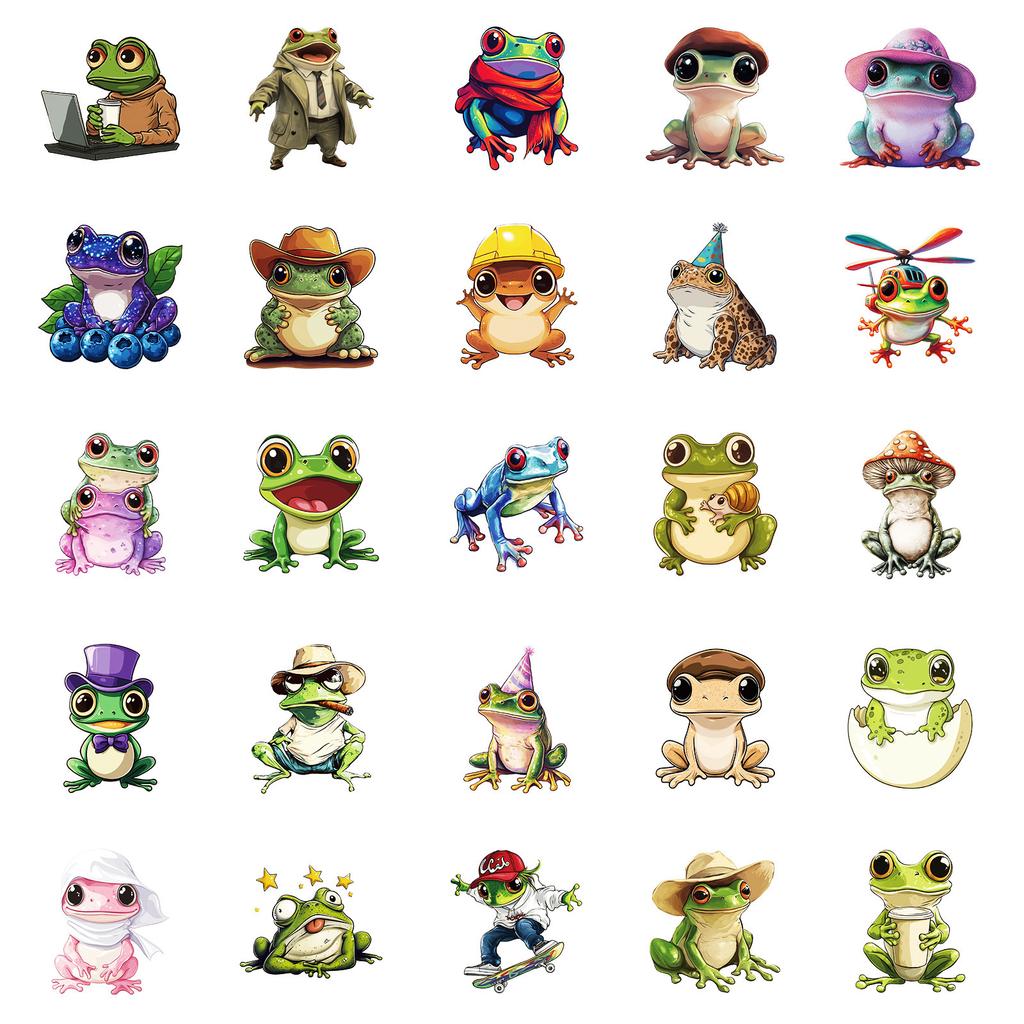 50 Cute Green Silly Kids Doodle Stickers Decorate Mobile Phone Case Skateboard Laptop Water Cup Stickers