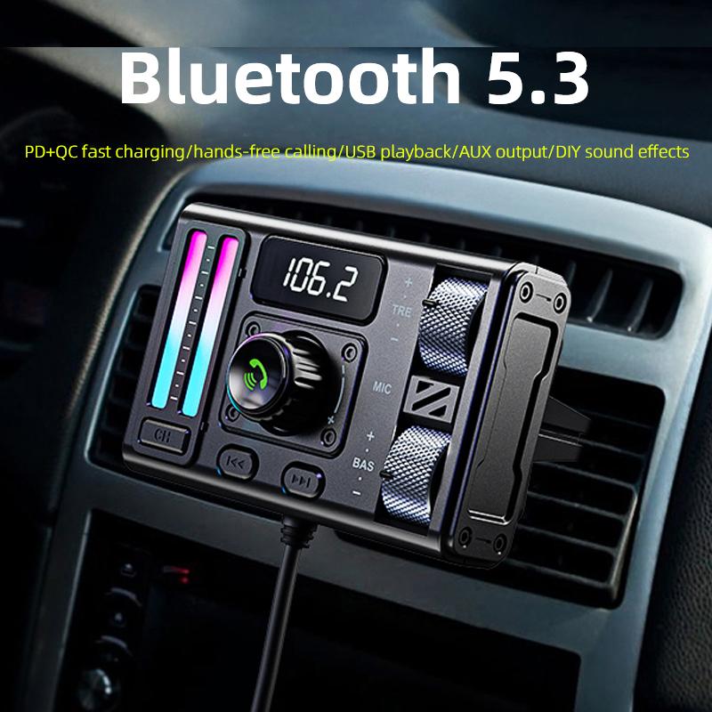 MT02 Bluetooth 5.3 Transmițător FM Wireless Îmbunătățire Sunet pentru Apelare Hands-free Reducere Zgomot DSP Încărcător Auto Adaptor PD Tip-C